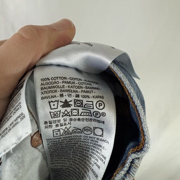 Levis 501 Jean Shorts Women's 30 Medium Wash Denim Button Fly Cut Off High Rise - Picture 10 of 10